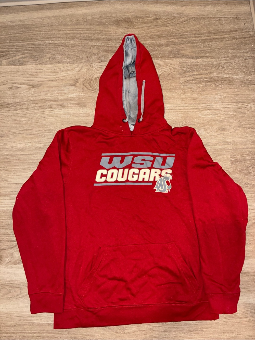 WSU Cougars Hoodie Large Red Washington State Pullover Sweatshirt